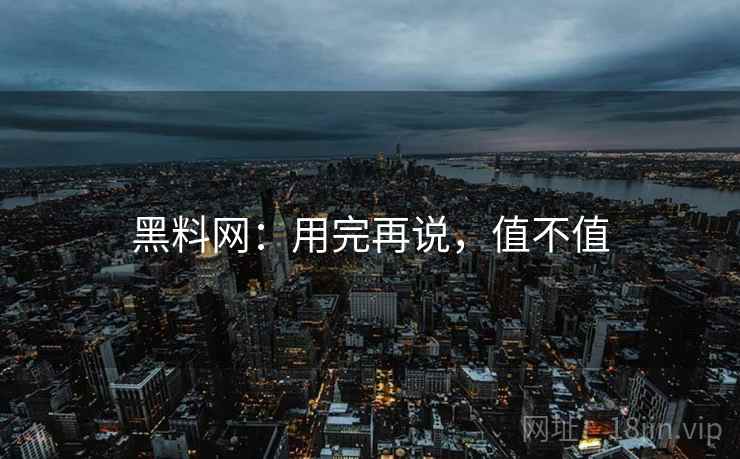 黑料网：用完再说，值不值